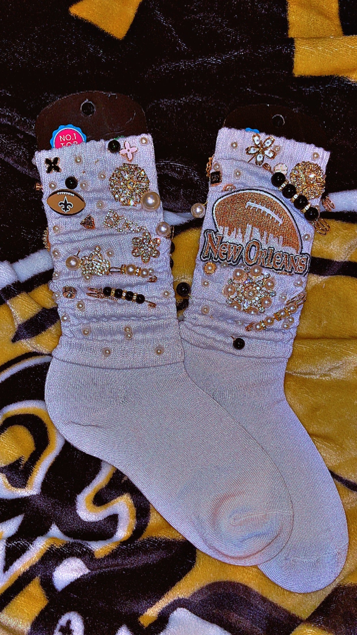 New Orleans B’Dazzle Charm Patch socks(ADULTS)