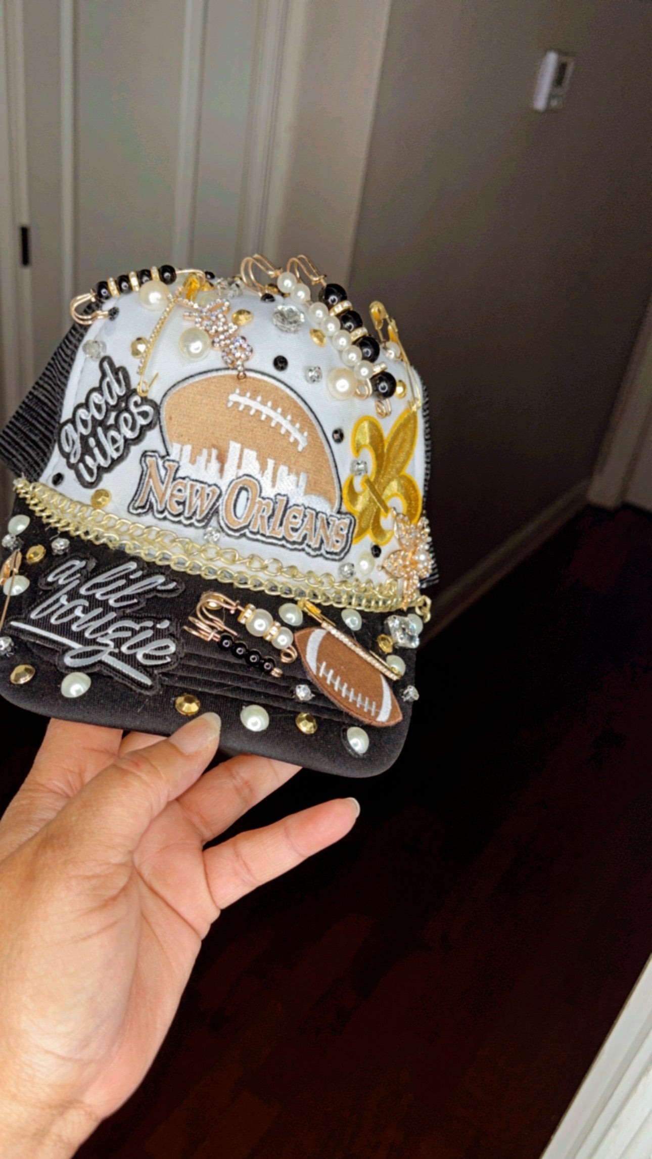 New Orleans Black and Gold B’Dazzle Charm SnapBack Cap (CAP ONLY)
