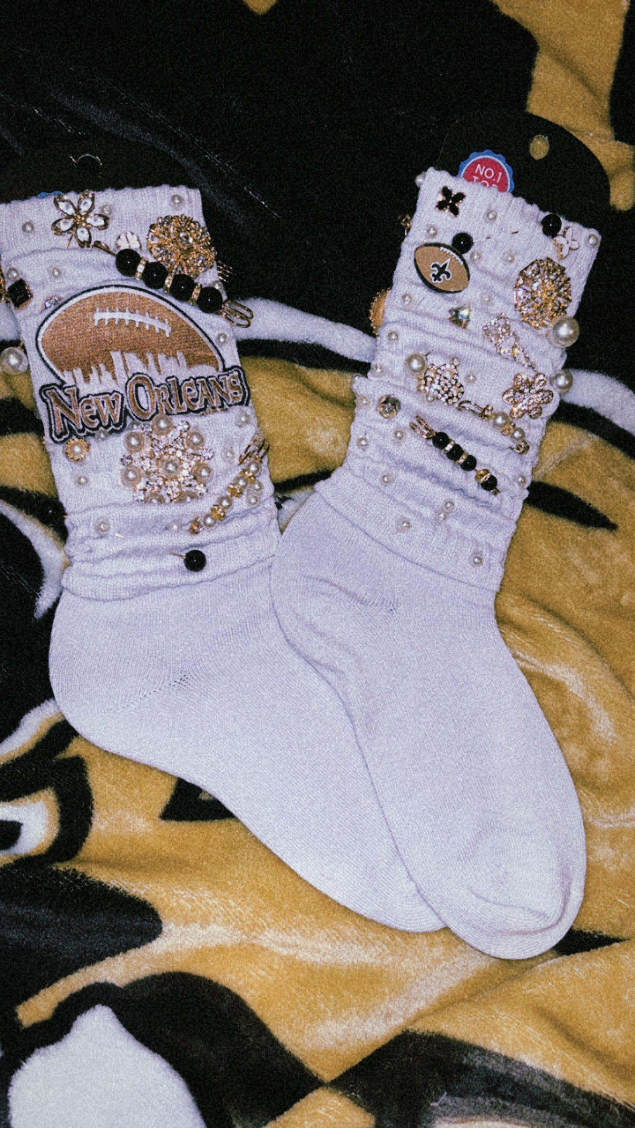 New Orleans B’Dazzle Charm Patch socks(ADULTS)