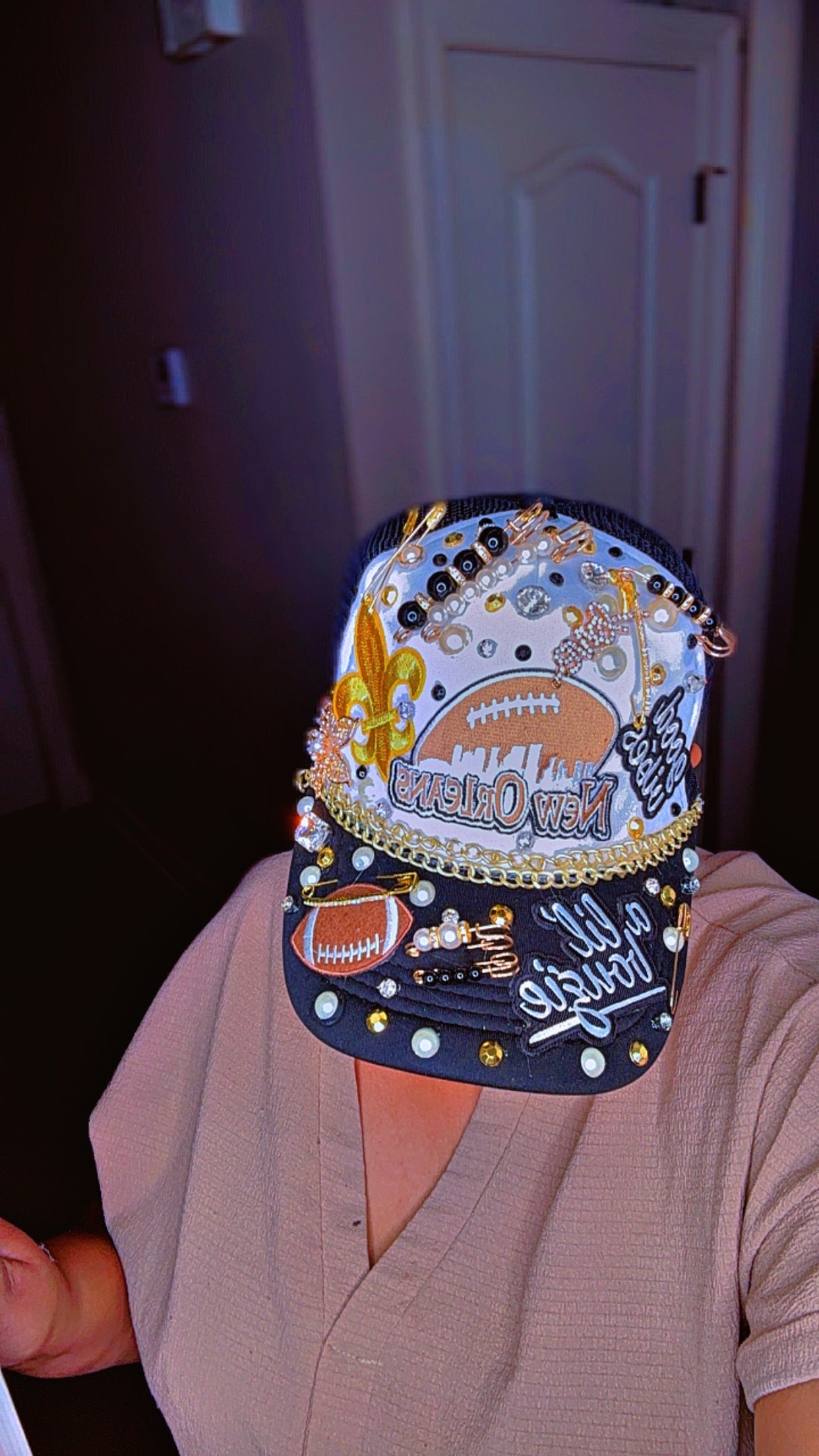 New Orleans Black and Gold B’Dazzle Charm SnapBack Cap (CAP ONLY)