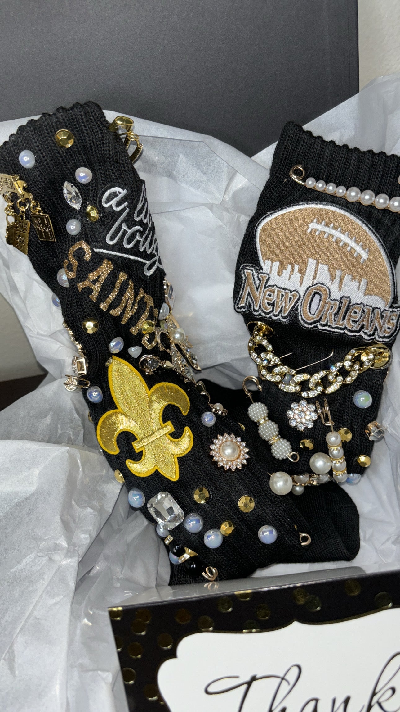 New Orleans B’Dazzle Charm Patch socks(ADULTS)