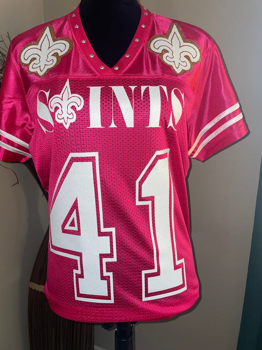 Pink Jersey Supporting Breast Cancer Awareness