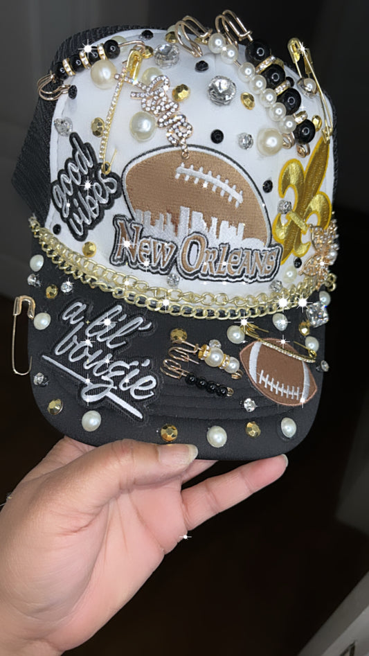 New Orleans Black and Gold B’Dazzle Charm SnapBack Cap (CAP ONLY)