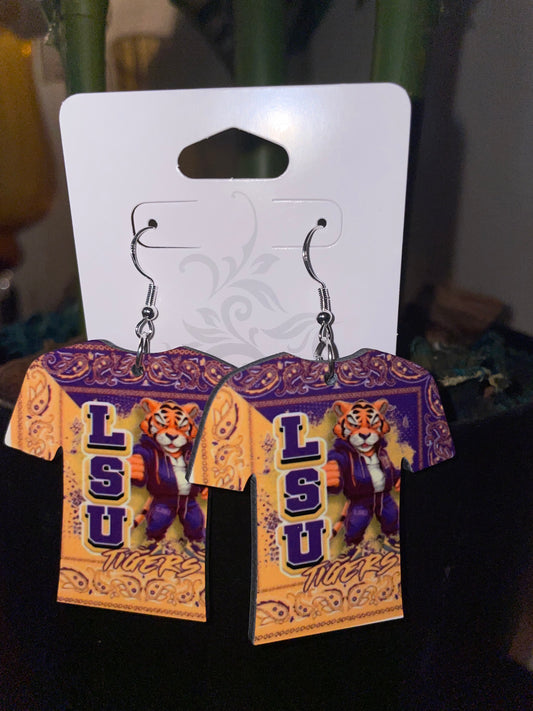 Purple and Gold Earrings