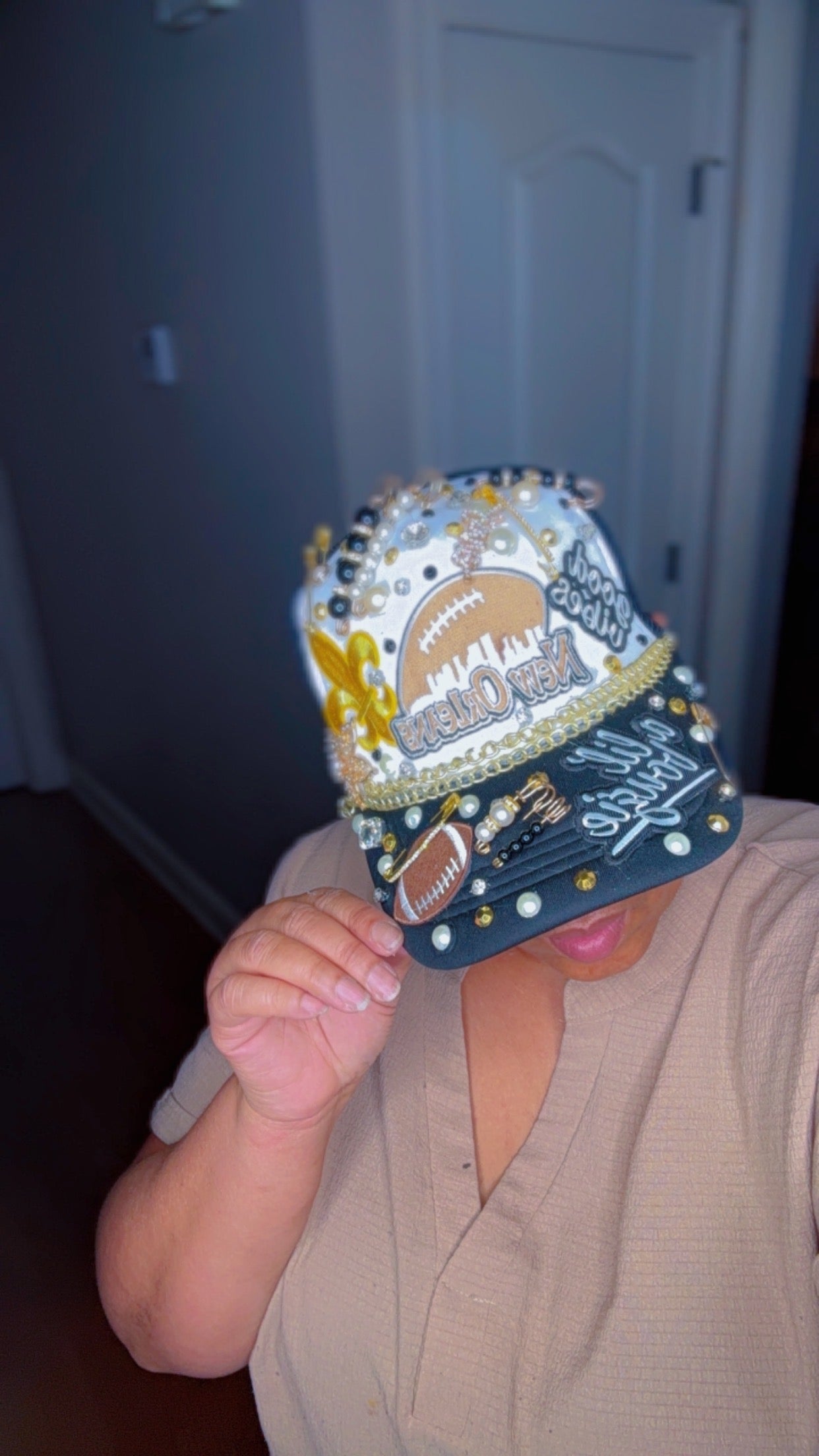 New Orleans Black and Gold B’Dazzle Charm SnapBack Cap (CAP ONLY)
