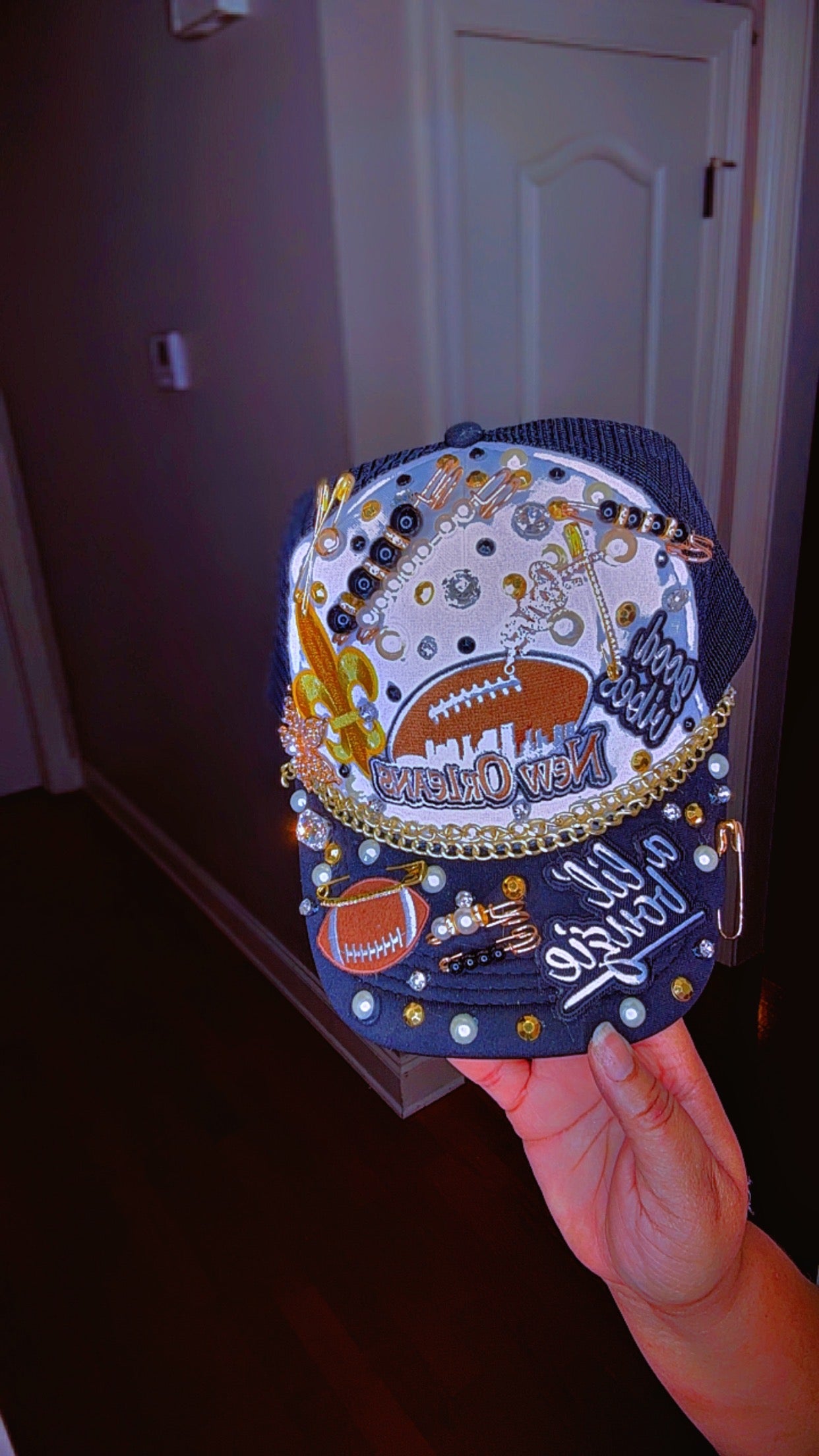 New Orleans Black and Gold B’Dazzle Charm SnapBack Cap (CAP ONLY)