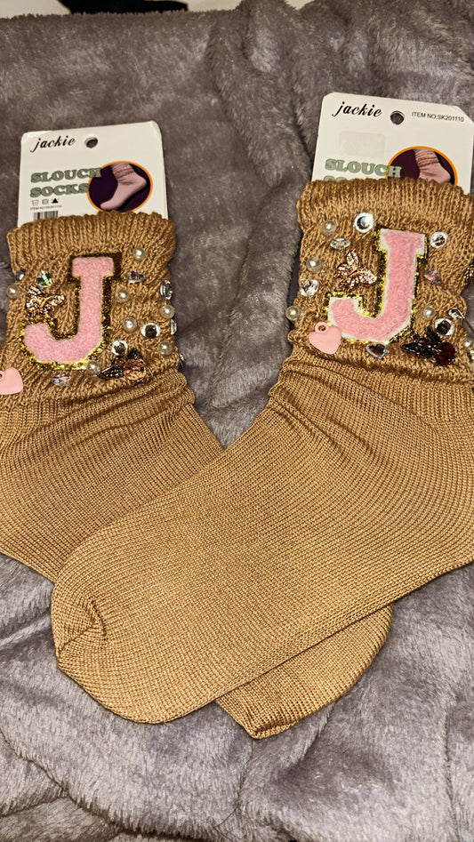 Letter Slouch Charm Socks Kids